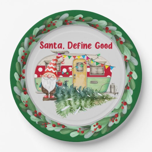 Weihnachten im Camping Pappteller (Vorderseite)