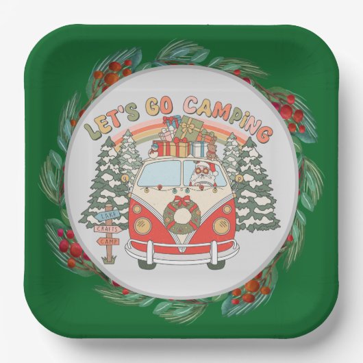 Weihnachten im Camping Pappteller (Vorderseite)