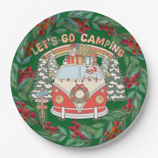 Weihnachten im Camping Pappteller (Vorderseite)