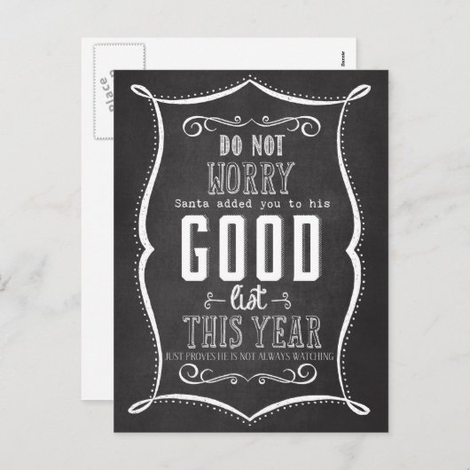 Weihnachten im Chalkboard Santa's Good List (Vorne/Hinten)