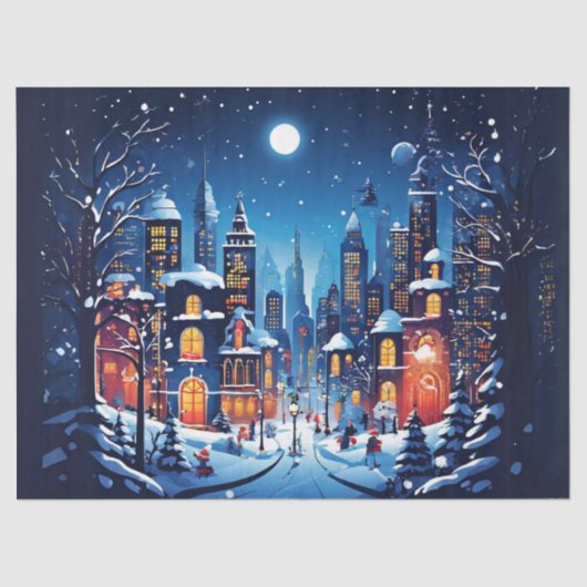 Weihnachten im City Decoupage Kunsthandwerk Seidenpapier (Vorderseite)