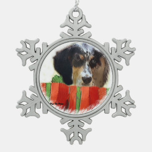 Weihnachten im englischen Setter Schneeflocken Zinn-Ornament