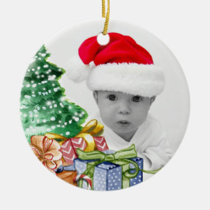 Weihnachten im ersten Foto des Babys Keramik Ornament