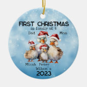 Weihnachten im ersten Jahr als Familie der 4 Enten Keramik Ornament (Vorne)