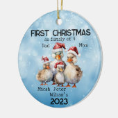 Weihnachten im ersten Jahr als Familie der 4 Enten Keramik Ornament (Links)