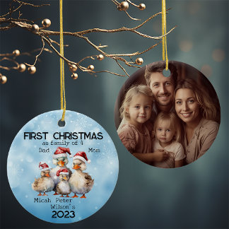 Weihnachten im ersten Jahr als Familie der 4 Enten Keramik Ornament