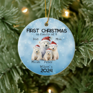 Weihnachten im ersten Jahr als Familie von 4 Polar Keramik Ornament