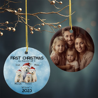 Weihnachten im ersten Jahr als Familie von 4 Polar Keramik Ornament
