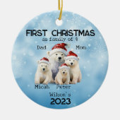 Weihnachten im ersten Jahr als Familie von 4 Polar Keramik Ornament (Vorne)