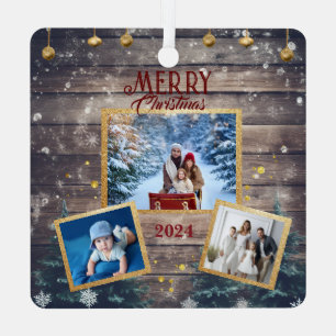 Weihnachten im Familienkreis: 3-Foto-Familien-Weih Ornament Aus Metall