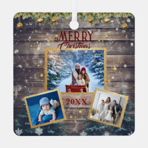 Weihnachten im Familienkreis: 3-Foto-Familien-Weih Ornament Aus Metall