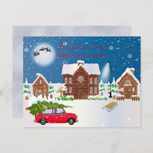Weihnachten im Freien Party Zeit Einladung (Vorne/Hinten)