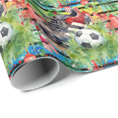 Weihnachten im Fußball Geschenkpapier (Rolleneckpunkt)