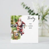 Weihnachten im Fußball mit dem Weihnachtsmann Einladung (Stehend Vorderseite)