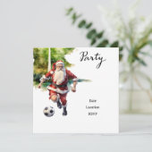 Weihnachten im Fußball mit dem Weihnachtsmann Einladung (Stehend Vorderseite)