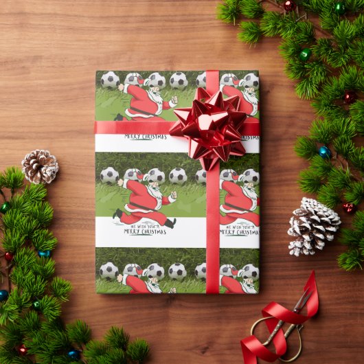 Weihnachten im Fußball mit dem Weihnachtsmann Geschenkpapier (Feiertagsgeschenk)