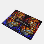 Weihnachten im Glass Window Krippe Fußmatte (Schrägansicht)