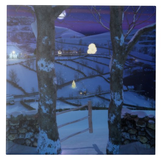 Weihnachten im Glen Decorative Tile / Trivet Fliese (Vorderseite)