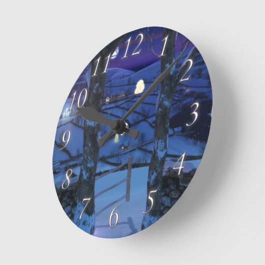 Weihnachten im Glen Runde Wanduhr (Winkel)