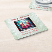 Weihnachten im Grünen Glitzer verkleidete Glaskerz Untersetzer (angewinkelt)