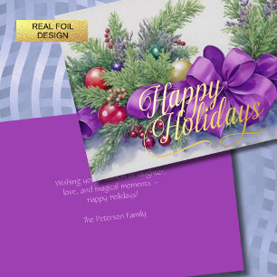 Weihnachten im Grünen Lila Rot von Ribbon Folien Feiertagskarte