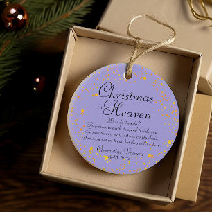 Weihnachten im Himmel Gold Purpur Gedenkfoto Keramik Ornament