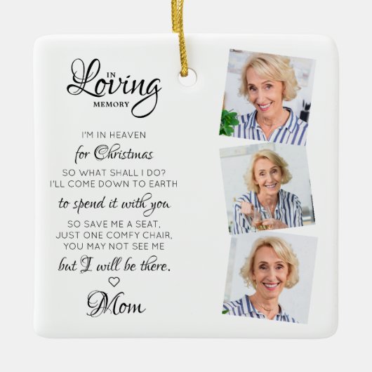 Weihnachten im Himmel Liebe Erinnerung 3 Foto Gede Keramikornament (Vorderseite)