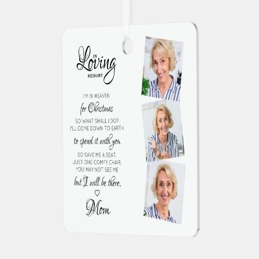 Weihnachten im Himmel Liebe Erinnerung 3 Foto Gede Ornament Aus Metall (Vorderseite links)