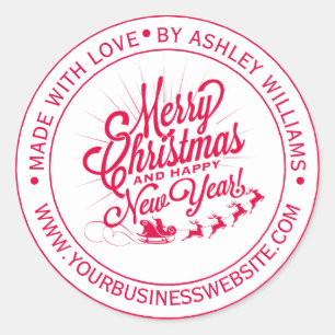 Weihnachten im Jahrgang mit Liebe Business Runder Aufkleber