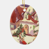 Weihnachten im Jahrtausend, Familienhaus im Schnee Keramik Ornament (Hinten)
