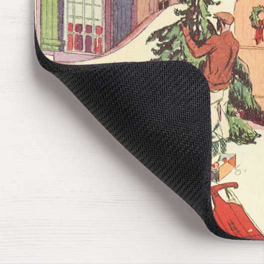 Weihnachten im Jahrtausend, Familienhaus im Schnee Mousepad (Ecke)