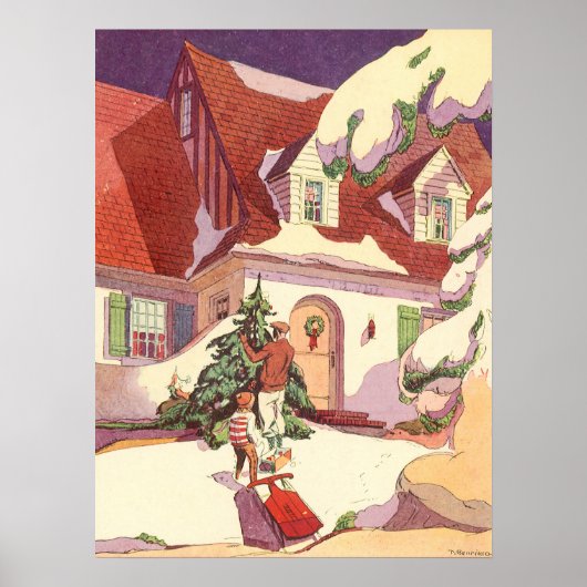 Weihnachten im Jahrtausend, Familienhaus im Schnee Poster (Vorne)