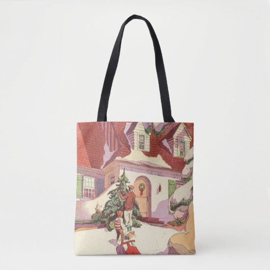 Weihnachten im Jahrtausend, Familienhaus im Schnee Tasche (Vorderseite)