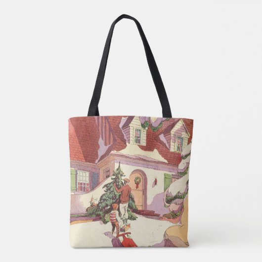 Weihnachten im Jahrtausend, Familienhaus im Schnee Tasche (Rückseite)