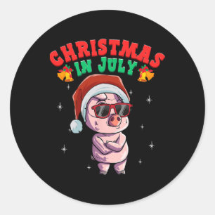 Weihnachten im Juli 1 Runder Aufkleber