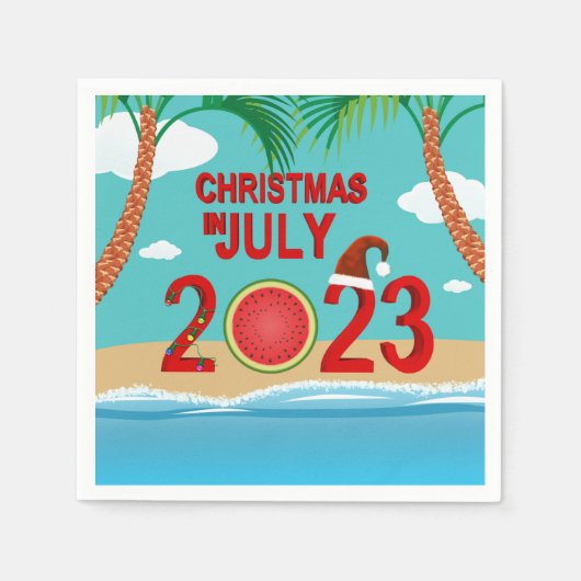 Weihnachten im Juli 2023 Watermelon Beach Serviette (Vorderseite)