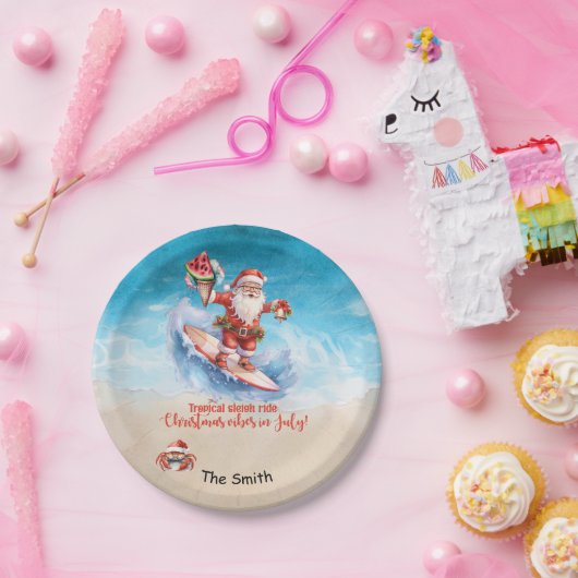 Weihnachten im Juli am Strand Pappteller (Party)