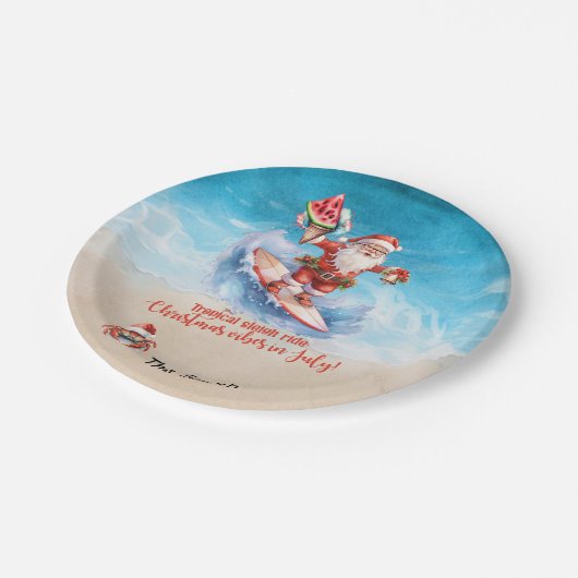 Weihnachten im Juli am Strand Pappteller (Schrägansicht)