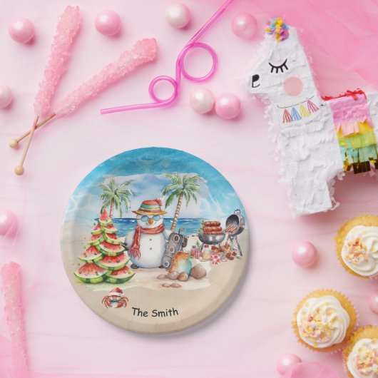 Weihnachten im Juli am Strand Pappteller (Party)