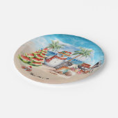 Weihnachten im Juli am Strand Pappteller (Schrägansicht)