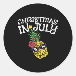 Weihnachten im Juli Ananas Lustiger Sommer Tropisc Runder Aufkleber