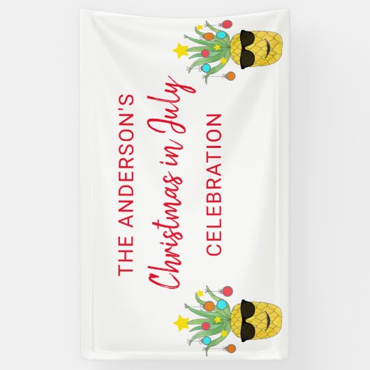 Weihnachten im Juli Ananas Personalisiert Banner (Vertikal)