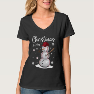 Weihnachten im Juli Baseball Snowman Sports Summer T-Shirt