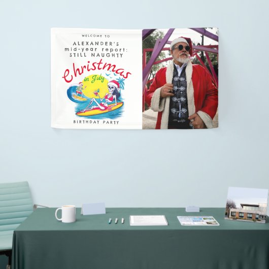Weihnachten im Juli Beach Surf Begrüßungszeichen Banner (Messeveranstaltung)