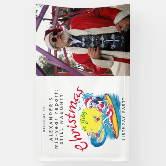 Weihnachten im Juli Beach Surf Begrüßungszeichen Banner (Vertikal)