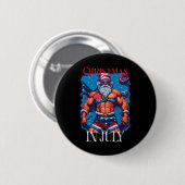 Weihnachten im Juli Bodybuilder Weihnachtsmann USA Button (Vorne & Hinten)