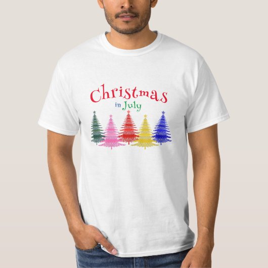 Weihnachten im Juli Bunter Spaß T-Shirt (Vorderseite)