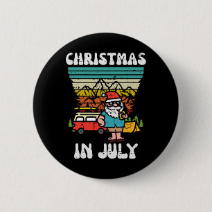 Weihnachten im Juli Camper Van Santa Retro Xmas Mä Button