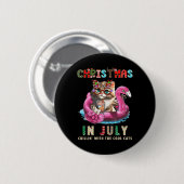Weihnachten im Juli Chillin Cats Flamingo Float Me Button (Vorne & Hinten)