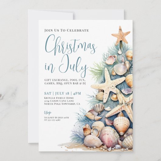 Weihnachten im Juli Einladung (Vorderseite)